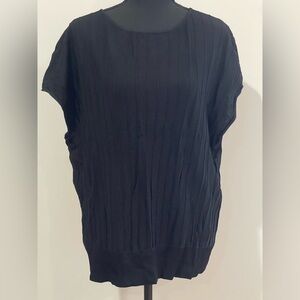 EUC Coldwater Creek Black Pleated Short-Sleeve Knit Top